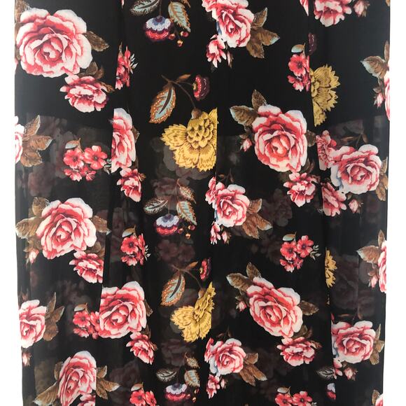 Dark Floral Maxi Skirt Chiffon Front Slits Romantic Coquette Dark Fairy Event - Picture 10 of 11